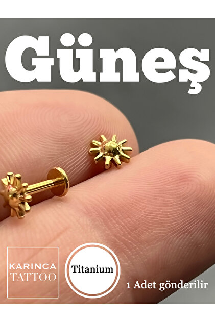 Güneş Titanyum Piercing Kulak Forward Helix Flat Dudak Conch Burun Nostril Tragus Küpe