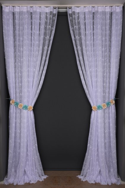 Bird Model Off-White Color Single Wing Sewn Pleated Background Curtain 300*260 cm