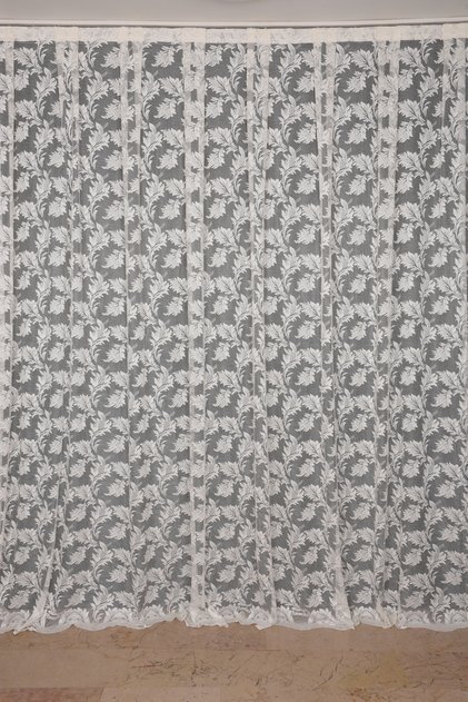 LEAF MODEL TUL CREAM COLOR SINGLE WING Ready Pleated Background Curtain 300*260