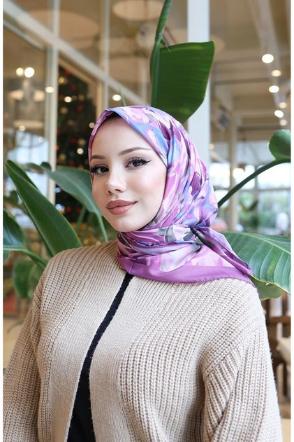 Cotton Patterned Cocoon Scarf 70335-09 Lilac Pink