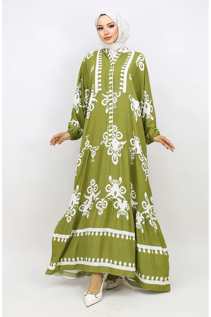 Ballonärmel-Kleid 4091-07 Hellkhaki