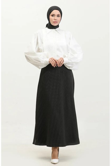 Striped Stretch Fabric skirt 4804-01 black