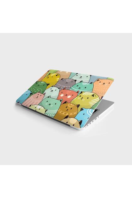 Laptop Sticker Bilgisayar Notebook Pc Kaplama Etiketi Renkli Kediler