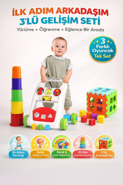 Dede Ilk Yürüyüş Arkadaşım- Kiki Sevimli Kule 6'lı- Kiki Sevimli Bultak 3'lü Set