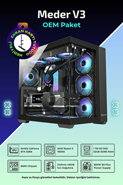 incehesap Meder V3 R5-7600X 32GB 1TB SSD 16GB RTX5080 FreeDos