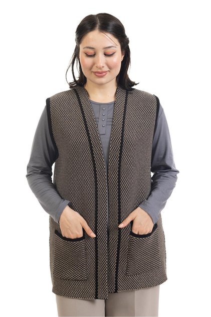 Women's Middle-Aged and Above Knitwear Knitted Little Baklava Pattern Buttonless Mother Vest 332