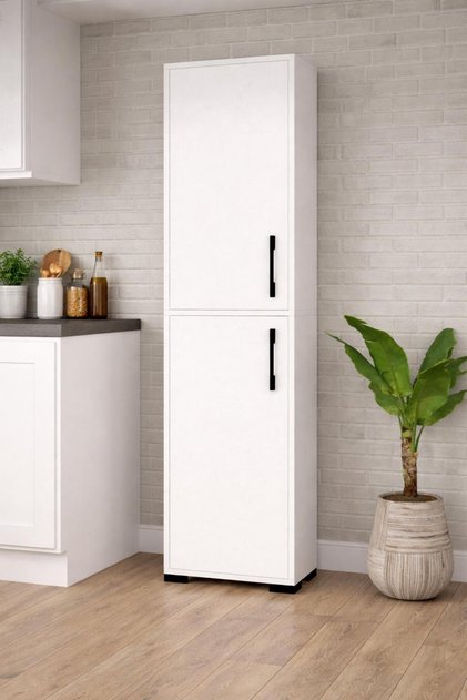 Çok Amaçlı 6 Raflı %100 MDF Kiler Dolabı-Banyo Dolabı-Beyaz