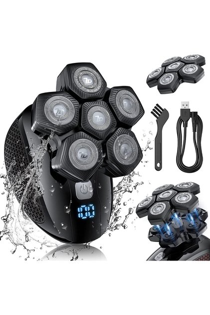 5-in-1 Electric Head Grooming Kit, Magnetic Waterproof Wet Dry with Nose Hair Clipper