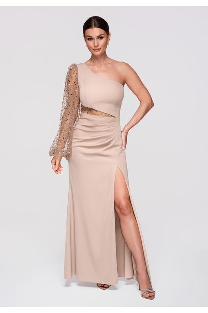 Rochie elegantă de seară pentru femei, bej LA-OM-DLR261