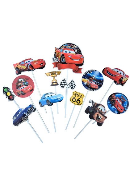 Topper tort din carton – tematică Fulger McQueen, set 13 piese