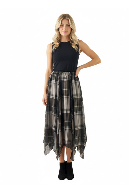 Women's Premium Skirt Asymmetrical Cut Lined Chiffon Skirt 90 cm +Suitable for Hijab