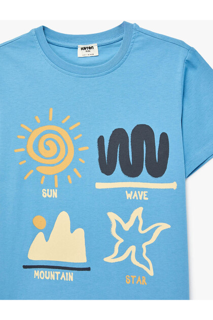 Koton Printed Short Sleeve Crew Neck Cotton T-Shirt- Trendyol
