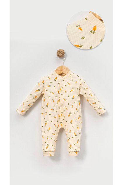 Carrot Pattern 3-6-9 Months Baby Hospital Discharge Jumpsuit