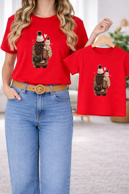 T-Shirt Mother Unisex Child Combination Oversize – Mother & Child Twin Printed T-Shirt (Single Price)