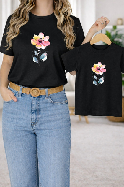 T-Shirt Mother Daughter Combination Oversize – Mother & Child Twin Printed T-Shirt (Single Price)