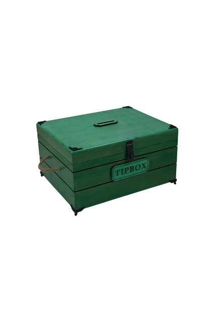 Green Typebox Wooden Box 24X14X12 cm Multi-Purpose Tip and Item Box