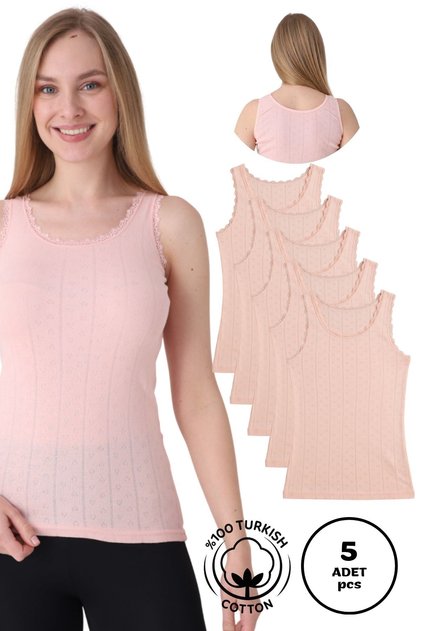 Women's 5-Pack Breathable Jacquard Undershirts 100% Cotton, Ne6172A5