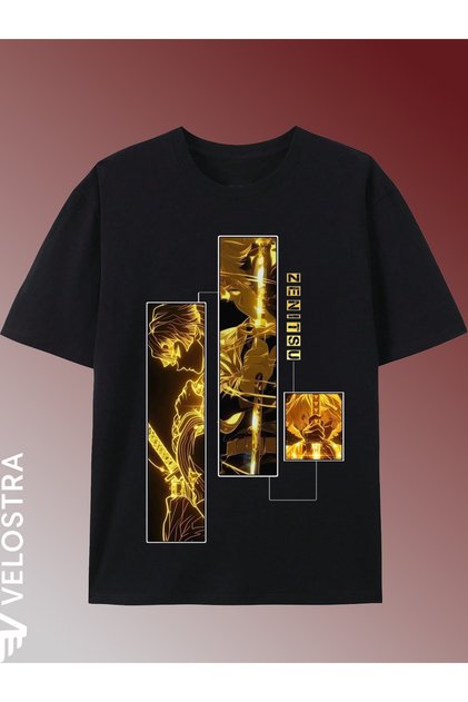 Unisex Women's Men's Zenitsu Anime Printed Oversize Comfortable Daily Use Combed Cotton T-Shirt