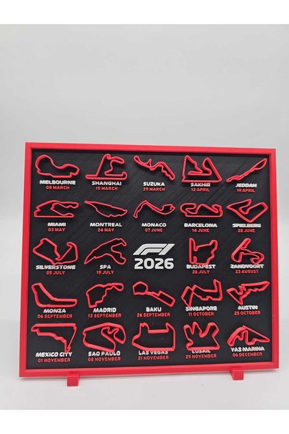 Calendar Formula 1 2026 - Toate cele 24 de circuite in relief - 22x20 cm