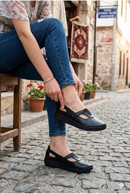 y414185　レディース　BLK M Voyager Z541 Anatomik Rahat Esnek Hakiki Deri Kadın Ayakkabı