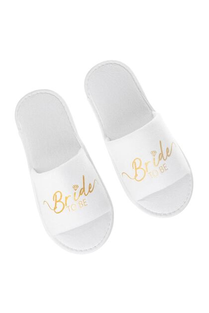 Papuci de Casa Albi Decupati cu Imprimeu Auriu Bride "Bride to Be"
