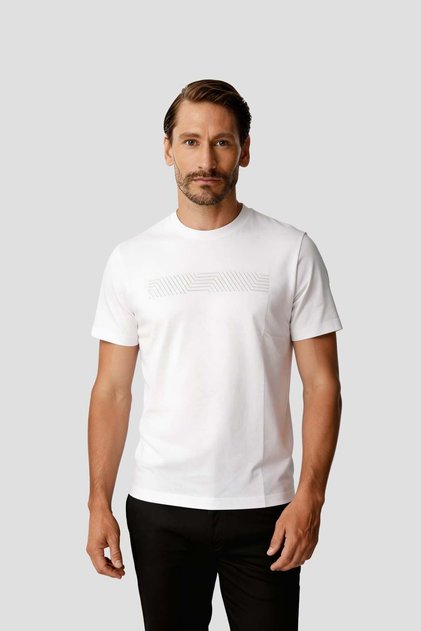 White Patterned Men's T-Shirt | 100% Cotton Modern T-Shirt