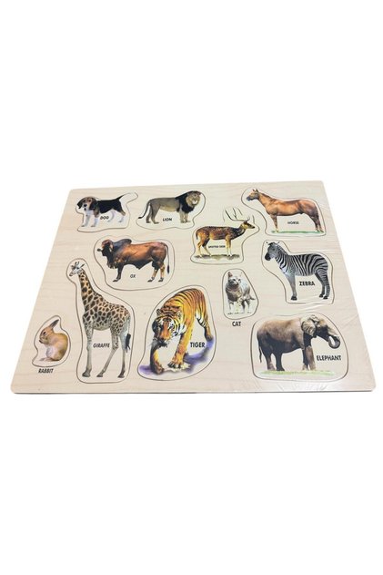 Puzzle magnetic din lemn animale, tăbliță educativă copii, joc de asociere și învățare, Montessori