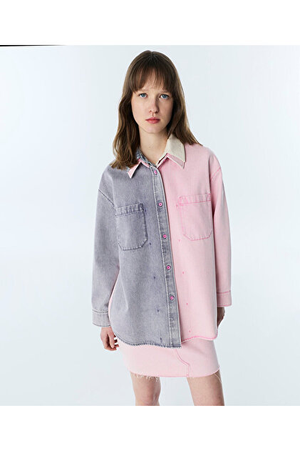 NOREMID RIGID DENIM – NAVY/PINK Twist COLORBLOCK NON DENİM CEKET - Fiyatı, Yorumları