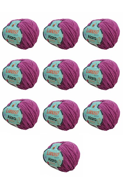 Alara Cotton Yarn 10-Pack 50 Gr 140 m Cotton and Acrylic (950) Amigurumi and Knitting Yarn