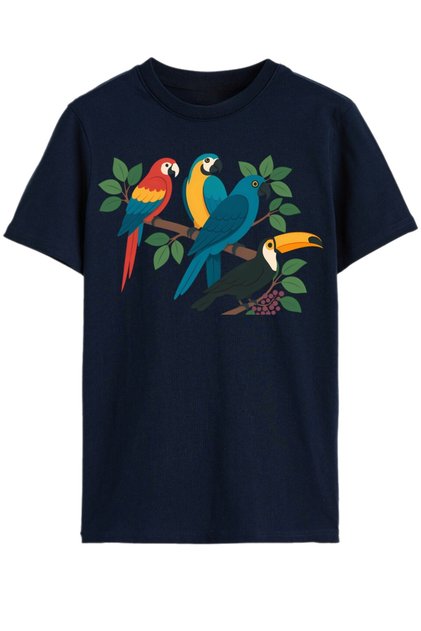 Tropical Colors – Parrot & Toucan Printed Kids' T-Shirt