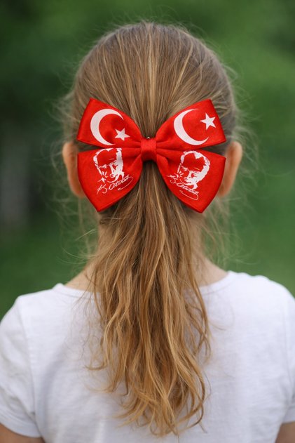 Ataturk and Crescent Star Red Bowknot Buckle - for National Holidays