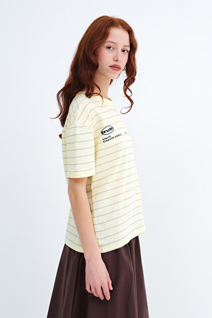 Addax Çizgili Baskılı T-shirt P19093 - Fiyatı, Yorumları