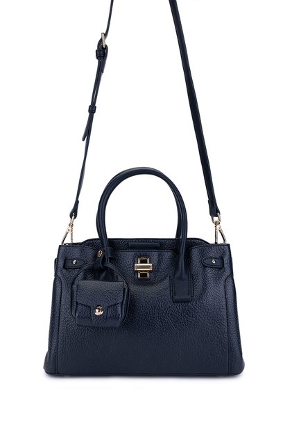 Women's Faux Leather Navy Blue Handbag