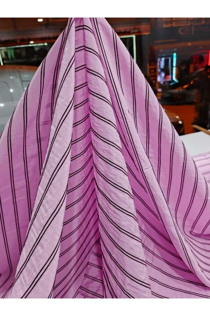 150 En Cotton Fabric Suitable for the Making of Pink and Black Striped Shirt, Pants, T-Shirt, Tunic