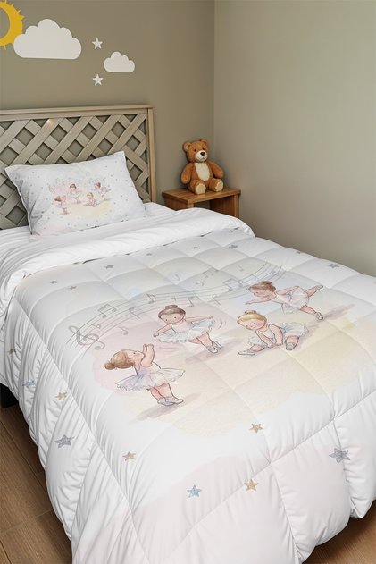 Dance of Little Ballerinas Pattern Single Duvet and Pillowcase