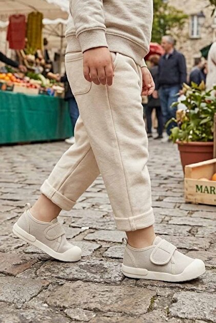 Gray Canvas Children's Shoes - Velcro-Fastened, Soft Sole Casual Baby Sneakers