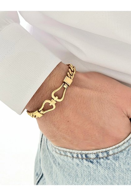 Yellow Steel Men's Bracelet Frj10165A-B 2 Year Warranty Gift Boxed