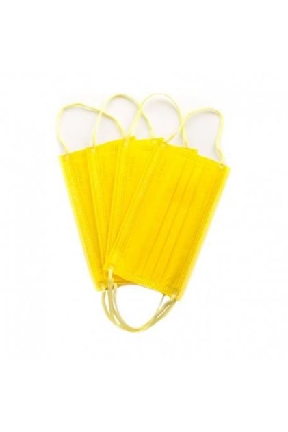 Mască medicală de unică folosință, 4 straturi, set de 50 bucăți - Galben
