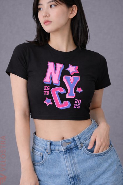 Women's Nyc Printed Basic Daily Use Tee Crop