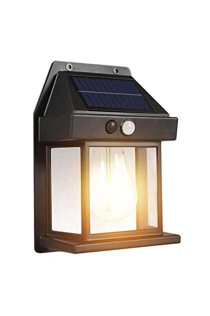 Lampă solară de perete cu senzor de mișcare, LED decorativ, IP44, negru, 19x12x10cm