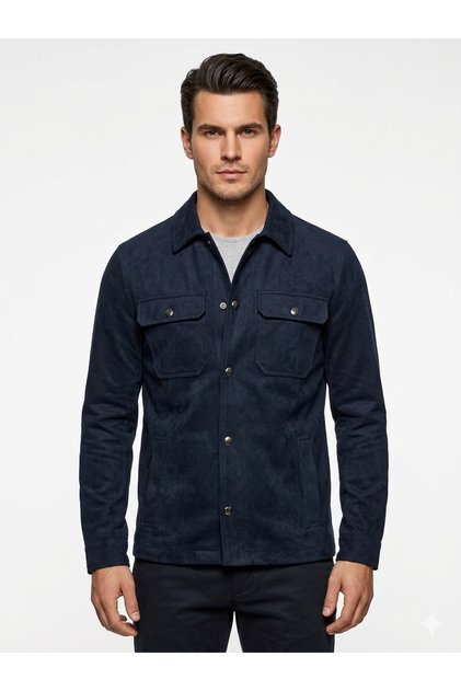Men's Premium Suede Look Slim Fit Seasonal Jacket - Jean Jacket Model with Snap Buttons
