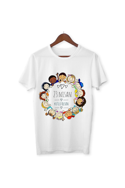 ALPŞAN TİCARET 23 Nisan Tişört 23 Nisan T-shirt Beyaz Çocuk