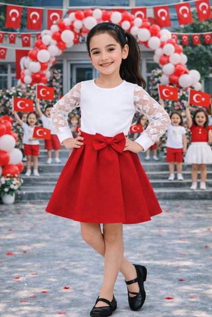 Girls' White Butterfly Patterned Bodysuit – School Event and Holiday Show T-Shirt 3-14 Years