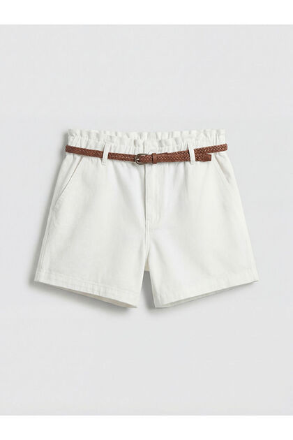Giyçık Store White Women's Jean Shorts with Belt