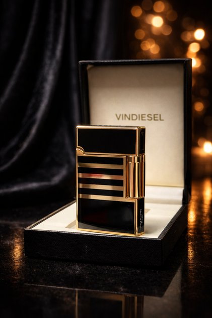 Orijinal Gazlı Çakmak Gold Detaylı Siyah Şık Tasarım Premium Kalite