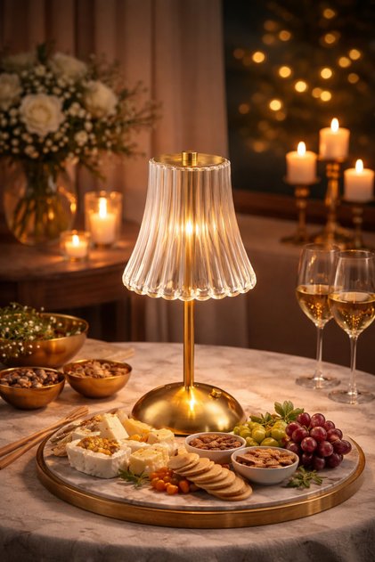 Şarjlı Kablosuz LED Masa Lambası Gold Dokunmatik Abajur Loş Ortam Aydınlatma Gece Lambası