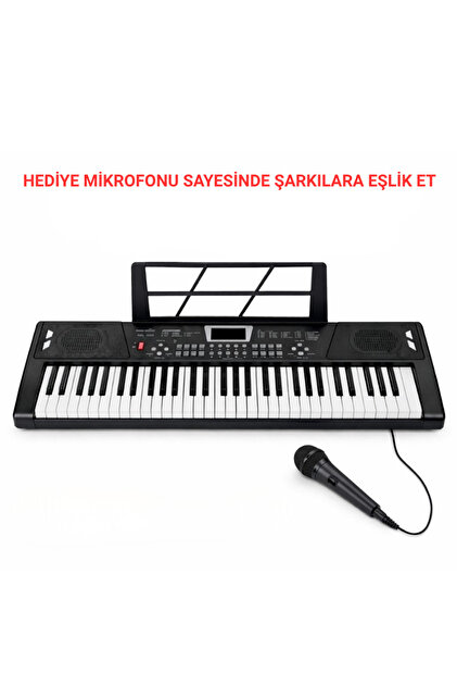 MultiZone Mikrofonlu Işıklı 61 Tuşlu Çocuk Piyanosu 5 Oktav
