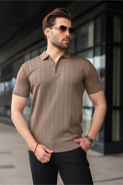 Madmext Haki Polo Yaka Fermuarlı Erkek T-shirt E7298 - Fiyatı