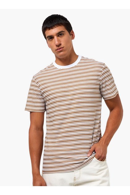 Men Regular Fit Crew Neck Short Sleeves Striped T-shirt