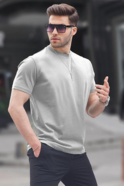 Painted Gray Regular Fit Basic Men's T-Shirt 6131